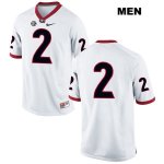 Men's Georgia Bulldogs NCAA #2 Richard LeCounte Nike Stitched White Authentic No Name College Football Jersey KDZ3154UP